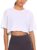 CRZ YOGA Women’s Pima Cotton Workout Crop Tops Short Sleeve Yoga Shirts Casual Athletic Running T-Shirts