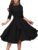 FENJAR Womens Elegance Audrey Hepburn Style Ruched 3/4 Sleeve Midi A-line Dress