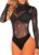 Lrady Women’s Sheer Mesh Turtleneck Neck See Through Leotard Bodysuit Body Tops